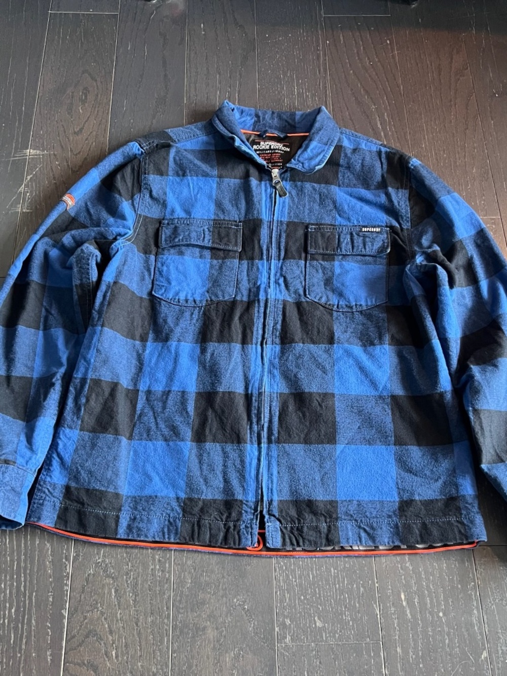 Superdry Hunting full zip wool overshirt jacket XXLARGE mens blue rookie edition